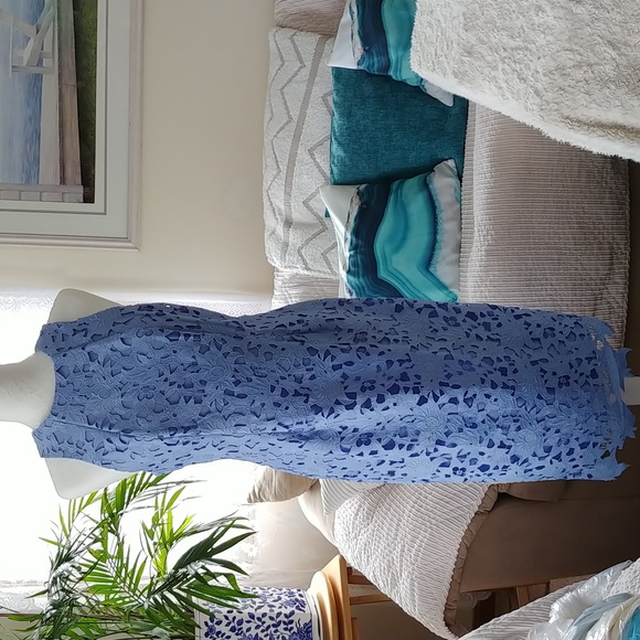 Antonio Melani Peggy Column Cut-Out Lace Sleeveless Sheath Midi Dress Sz 6. Blue - Picture 12 of 13